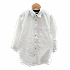 【中古】ブラウニー BROWNY カジュアルシャツ 七分袖 無地 S 白 ホワイト /SY45 メンズ
