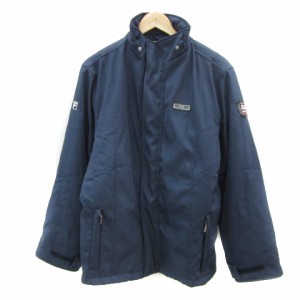 【中古】フィラ FILA 中綿ジャケット ブルゾンジャケット ジップアップ ロゴ 裏起毛 L 紺 ネイビー /YS3 メンズ