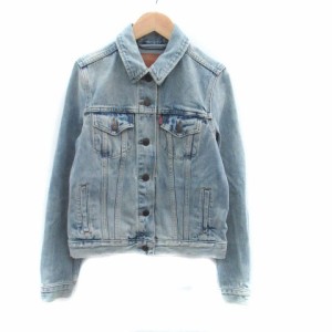 【中古】リーバイス Levi's デニムジャケット Gジャン ジージャン ミドル丈 S 水色 ライトブルー /HO53 レディース