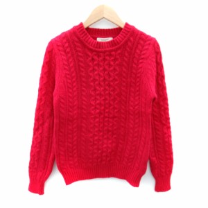 【中古】マウジー moussy ケーブルニット セーター 長袖 クルーネック 無地 ウール 1 赤 レッド /SY2 レディース