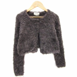 【中古】ザラ ZARA カーディガン ミドル丈 ラウンドネック スパンコール 164 ブラウン 茶 /YM42 女の子 キッズ