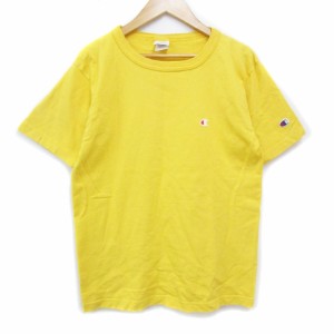 【中古】チャンピオン CHAMPION Tシャツ カットソー 半袖 クルーネック ロゴ刺? S 黄色 イエロー /FF34 メンズ