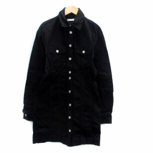 【中古】マウジー moussy シャツワンピース 長袖 ひざ丈 1 黒 ブラック /HO10 ■MO レディース