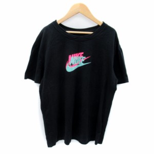 【中古】ナイキ NIKE Tシャツ カットソー 半袖 ラウンドネック ロゴプリント L 黒 ブラック /SY45 メンズ