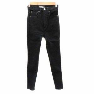 【中古】マウジー moussy デニムパンツ ジーンズ スキニーパンツ アンクル丈 無地 23 黒 ブラック ■MO レディース