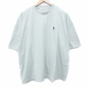 【中古】ユーエスポロアッスン Tシャツ カットソー 半袖 クルーネック ロゴ 大きいサイズ XL ミントグリーン メンズ