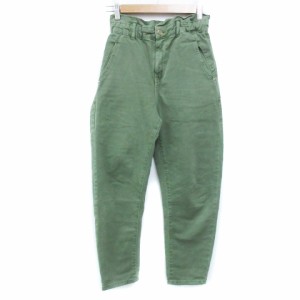 【中古】ザラ ZARA デニムパンツ ジーンズ テーパードパンツ ロング丈 34 カーキ /FF22 レディース