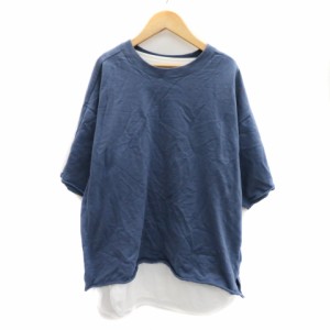 【中古】ベイフロー Tシャツ カットソー 五分袖 ノースリーブ レイヤード 2点セット 大きいサイズ 4 紺 メンズ