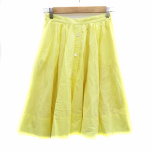 【中古】イエナ フレアスカート ギャザースカート ボタンダウン風スカート ミモレ丈 36 黄色 イエロー レディース