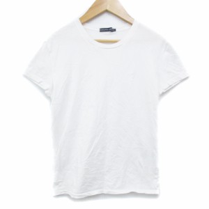 【中古】ラルフローレン Tシャツ カットソー 半袖 クルーネック 透け感 ロゴ刺? L 白 ホワイト /FF43 レディース