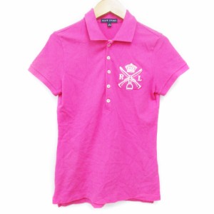 【中古】ラルフローレン RALPH LAUREN ポロシャツ 半袖 ポロカラー ロゴ刺? S ピンク /FF28 レディース