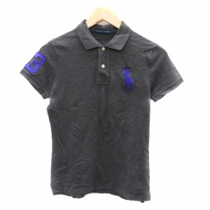 【中古】ラルフローレン RALPH LAUREN ポロシャツ 半袖 ポロカラー ビッグポニー ロゴ刺? L グレー /YK20 メンズ