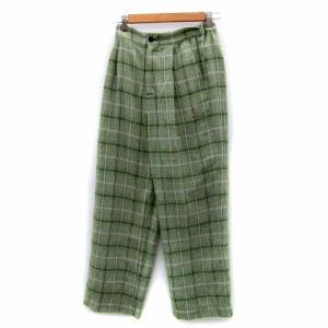 【中古】ジーナシス JEANASIS ワイドパンツ ロング丈 チェック柄 マルチカラー F 緑 グリーン /SY28 レディース