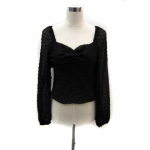 【中古】マウジー SHEER PUFF SLEEVE L／S ブラウス カットソー 長袖 スクエアネック シースルー F 黒 レディース