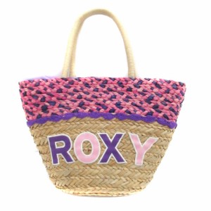 【中古】ロキシー ROXY かごバッグ バスケット トートバッグ ハンドバッグ ベージュ 紫 パープル /HO1 レディース