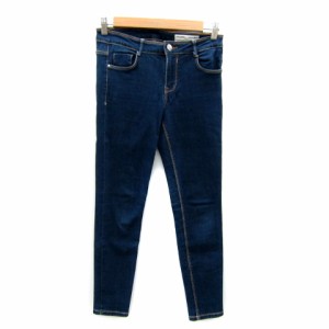 【中古】ザラ ZARA デニムパンツ ジーンズ スキニーパンツ アンクル丈 38 M 紺 ネイビー /SY7 レディース