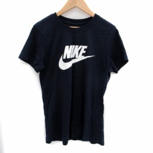 【中古】ナイキ NIKE Tシャツ カットソー 半袖 ラウンドネック プリント M 紺 ネイビー /SM2 レディース