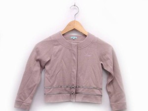 【中古】トッカ 子供服 カーディガン スウェット スナップボタン 丸首 ラインストーン リボン 120 ピンクページュ