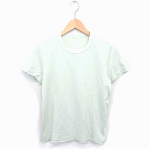 【中古】ユニクロ UNIQLO Tシャツ カットソー 丸首 無地 シンプル 半袖 XL ミントグリーン /TT37 レディース