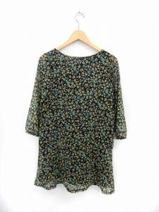 中古 カスタネ Kastane ワンピース シフォン フレア 花柄 膝丈 七分袖 F 紺 緑 ネイビー グリーン St1 の通販はau Pay マーケット ブランド古着のベクトル 商品ロットナンバー