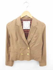 【中古】オリーブデオリーブ OLIVE des OLIVE ジャケット テーラード 裏地チェック ダブルボタン 長袖 M 茶 ベージュ