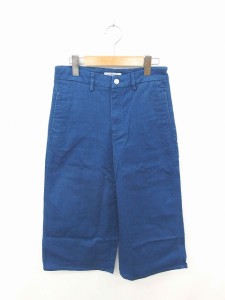 【中古】ザラウーマン ZARA WOMAN パンツ デニム ワイド ジップフライ 34 紺 インディゴ /TT48 レディース