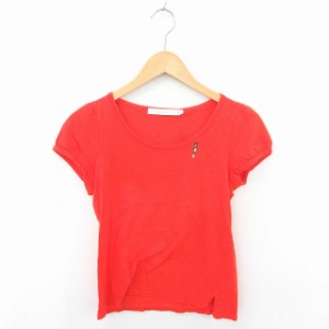 【中古】シェリーラファム Cherir la femme カットソー Tシャツ 丸首 刺繍 ワンポイント 綿 半袖 M 赤 レッド