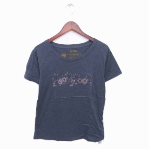 【中古】未使用品 シェルター Sheltter タグ付き RVCA Tシャツ カットソー 総柄 丸首 半袖 XS チャコールグレー /TT19