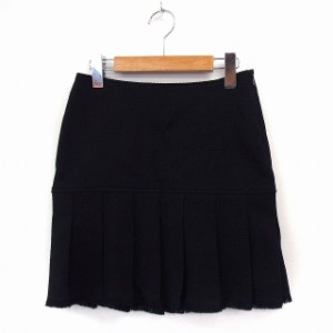 【中古】インタープラネット INTERPLANET スカート ミニ 裾プリーツ サイドジップ シンプル 36 ブラック /ST45