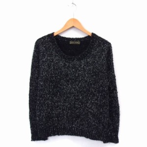 【中古】セシルマクビー CECIL McBEE ニット セーター 長袖 Uネック リブ袖 M ブラック /ST25 レディース