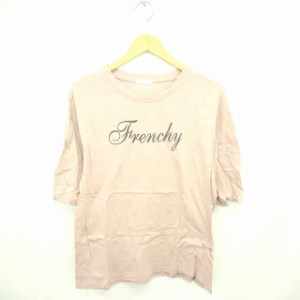 【中古】MYMYT MONOCCDE CREAMBEIGE カットソー Tシャツ 英字 半袖 ピンクベージュ /TT11 レディース