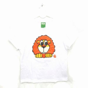 【中古】3QR 子供服 Tシャツ カットソー 丸首 キャラクター プリント 半袖 5 白 ホワイト オレンジ /TT6 キッズ