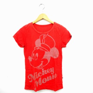 【中古】ユニクロ UNIQLO Tシャツ カットソー ミッキーマウス 丸首 半袖 コットン 綿 M ピンク /MT14 レディース