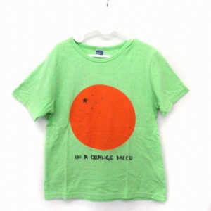 【中古】B.ROOM 子供服 Tシャツ カットソー オレンジ プリント 丸首 半袖 コットン 綿 130 グリーン 緑 /FT48 キッズ