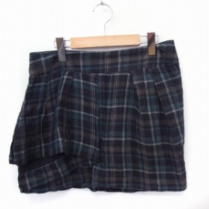 【中古】ザラ ZARA スカート チェック 台形 ミニ コットン 綿 36 グリーン 緑 /FT30 レディース