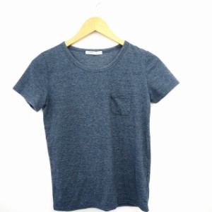 【中古】tm-party Tシャツ カットソー 総柄 シンプル 丸首 半袖 M ネイビー 紺 /MT37 レディース