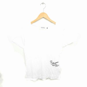 【中古】ブロンディー blondy BBS Tシャツ カットソー Vネック 英字 プリント 半袖 F 白 黒 ホワイト ブラック /TT23