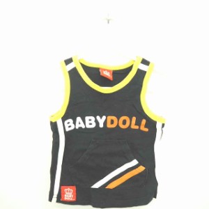 【中古】ベビードール BABYDOLL ベビー服 タンクトップ カットソー  英字 ロゴ プリント ノースリーブ 80 黒 ブラック