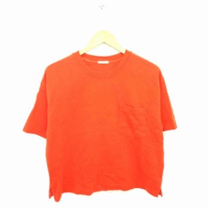 【中古】ジーユー GU Tシャツ カットソー  丸首 無地 シンプル 綿 コットン 半袖 L オレンジ /TT30 メンズ