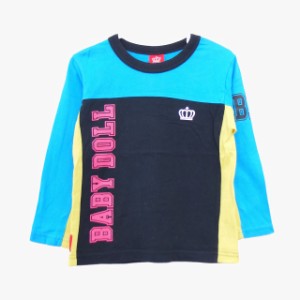 【中古】ベビードール BABYDOLL 子供服 Tシャツ カットソー ボートネック 長袖 コットン 綿 プリント ロゴ 英字 100