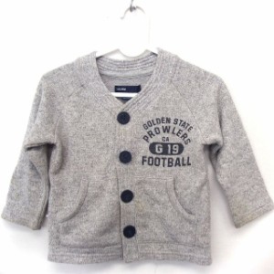 【中古】ベビーギャップ BABY GAP ベビー服 カーディガン  プリント ポケット 長袖 コットン 綿 80 グレー /FT6 キッズ