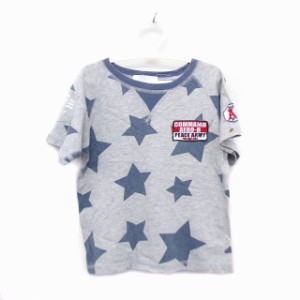 【中古】AERO BUX 子供服 Tシャツ カットソー 半袖 ワッペン 星柄 スタッズ コットン 綿 110 グレー 灰 ネイビー 紺