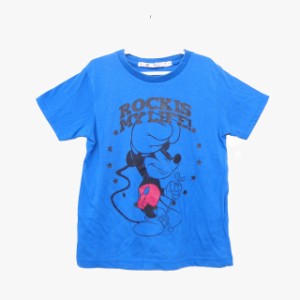【中古】ユニクロ UNIQLO Disney 子供服 Tシャツ カットソー 半袖 綿混 プリント ミッキーマウス 120 ブルー 青 /HT12