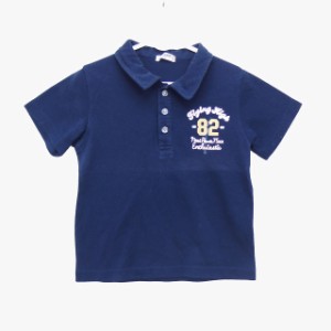 【中古】BLUE COUNTRY 子供服 ポロシャツ 半袖 綿混 鹿の子 プリント 82 120 ネイビー 紺 /HT15 キッズ