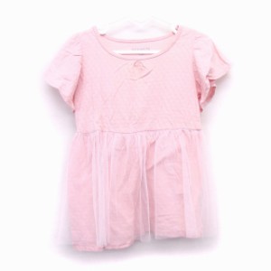 【中古】organic NATURAL BASIC 子供服 ワンピース チュニック ミニ ボートネック フレアスリーブ 半袖 コットン 綿