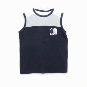 【中古】ユニクロ UNIQLO 子供服 タンクトップ ボートネック 綿混 数字プリント 140 ブラック 黒 カーキ ホワイト 白