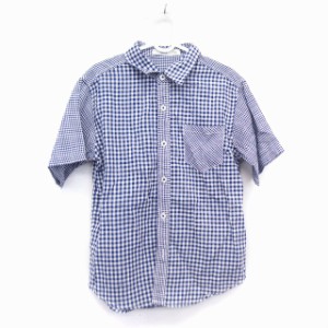 【中古】エムピーエス MPS 子供服 シャツ ブラウス 半袖 コットン 綿 ギンガムチェック 柄 130 ブルー 青 /HT20