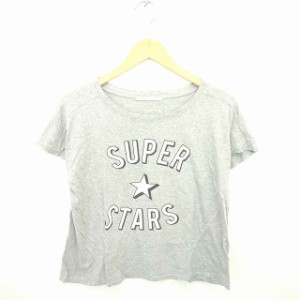 【中古】シュガーローズ Sugar Rose Tシャツ カットソー ボートネック 英字 星柄 綿 コットン 半袖 F グレー 灰 /TT10