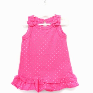 【中古】ベビーギャップ BABY GAP ベビー服 ワンピース ドット柄 リボン ノースリーブ コットン 綿 80 ピンク /FT21