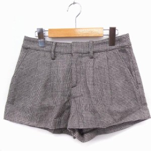 【中古】ナイン NINE パンツ ショート 千鳥柄 カシミヤ混 ウール 1 ブラウン 茶 /FT34 レディース